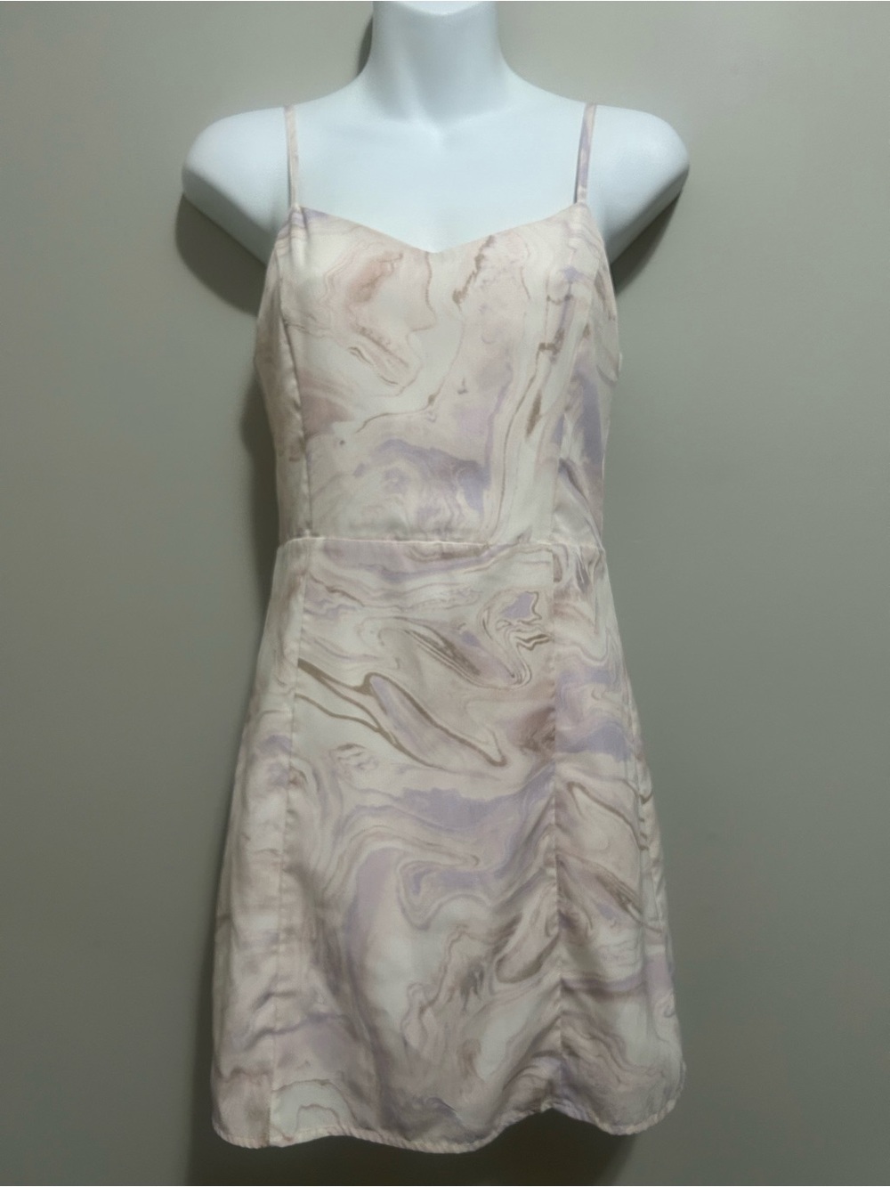 Marble-Print Cream & Lilac Mini Dress
